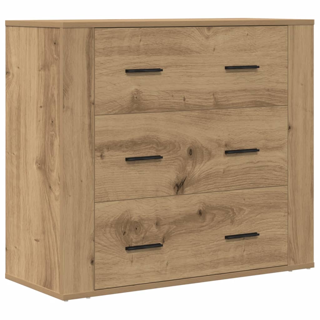 Dressoir 80x33x70 cm bewerkt hout artisanaal eikenkleurig