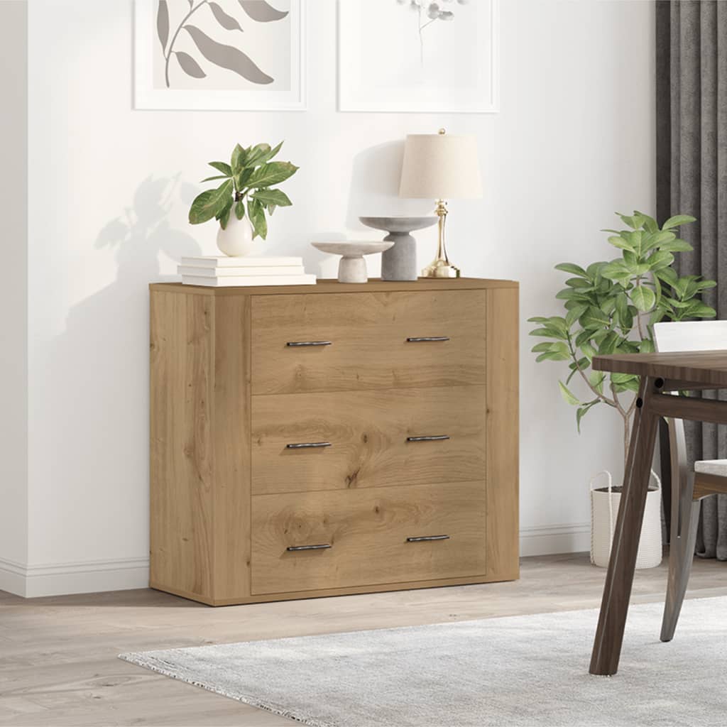 Dressoir 80x33x70 cm bewerkt hout artisanaal eikenkleurig