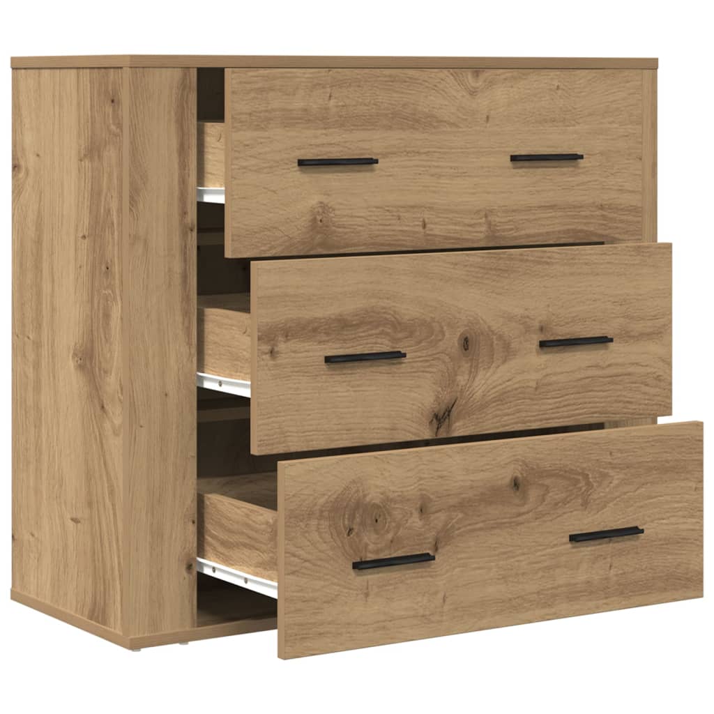Dressoir 80x33x70 cm bewerkt hout artisanaal eikenkleurig