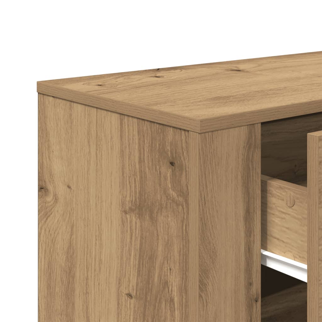 Dressoir 80x33x70 cm bewerkt hout artisanaal eikenkleurig