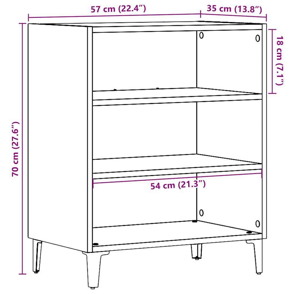 Dressoir 57x35x75 cm bewerkt hout artisanaal eikenkleurig
