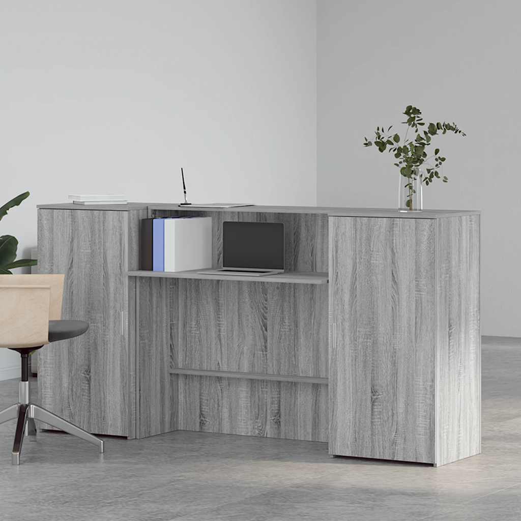Receptiebalie 200x50x103,5 cm bewerkt hout grijs sonoma eiken