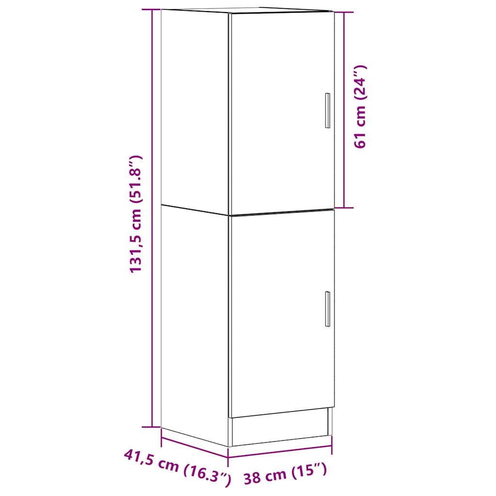Keukenkast 38x41,5x131,5 cm bewerkt hout gerookt eikenkleurig