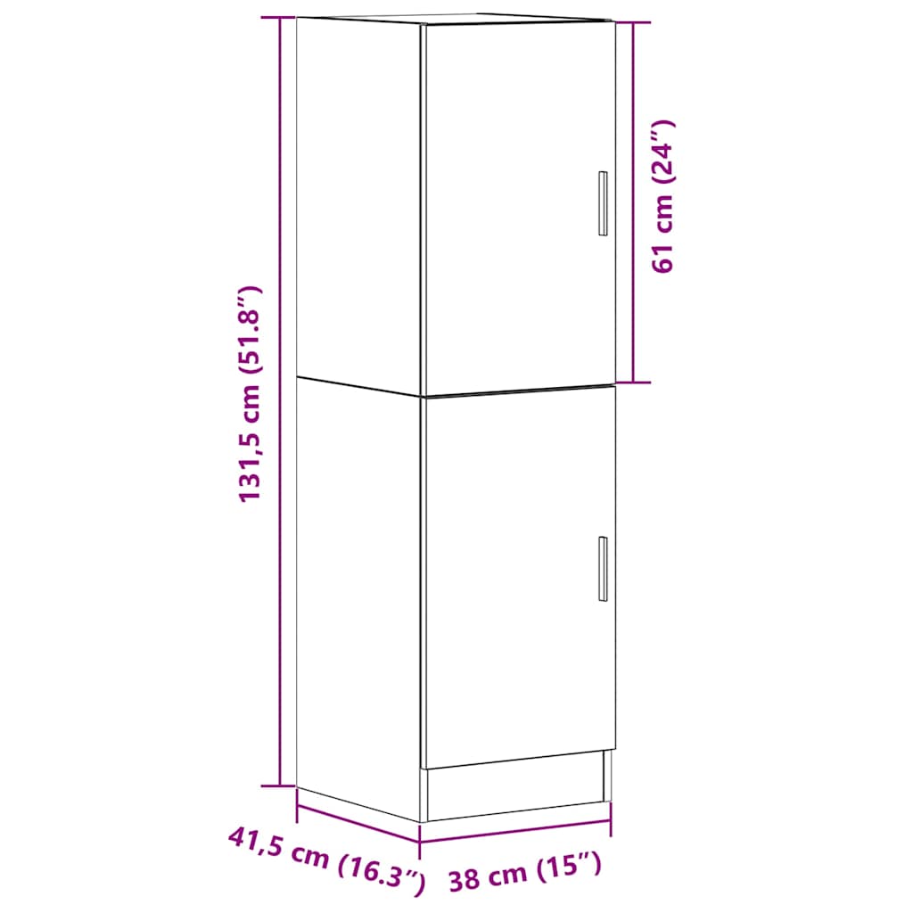 Keukenkast 38x41,5x131,5 cm bewerkt hout grijs sonoma eiken