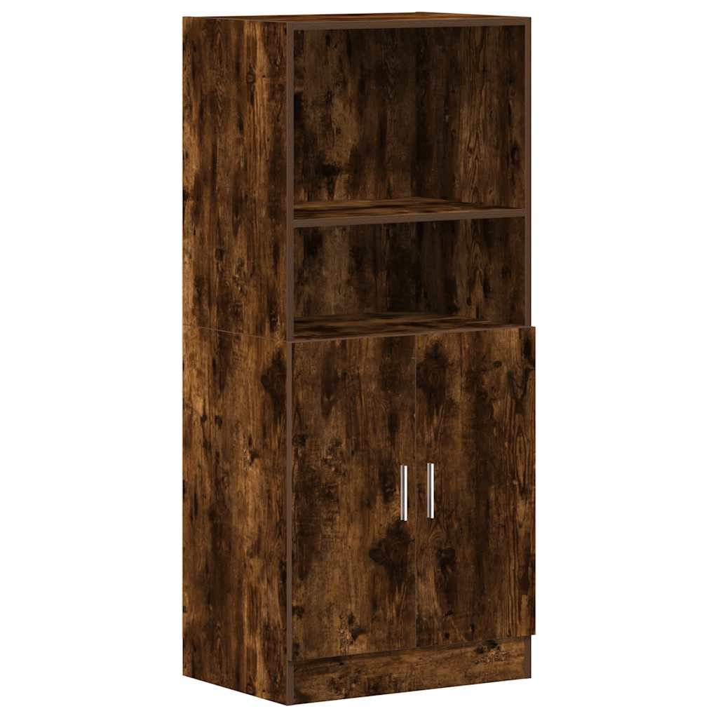 Keukenkast 57x41,5x131,5 cm bewerkt hout gerookt eikenkleurig