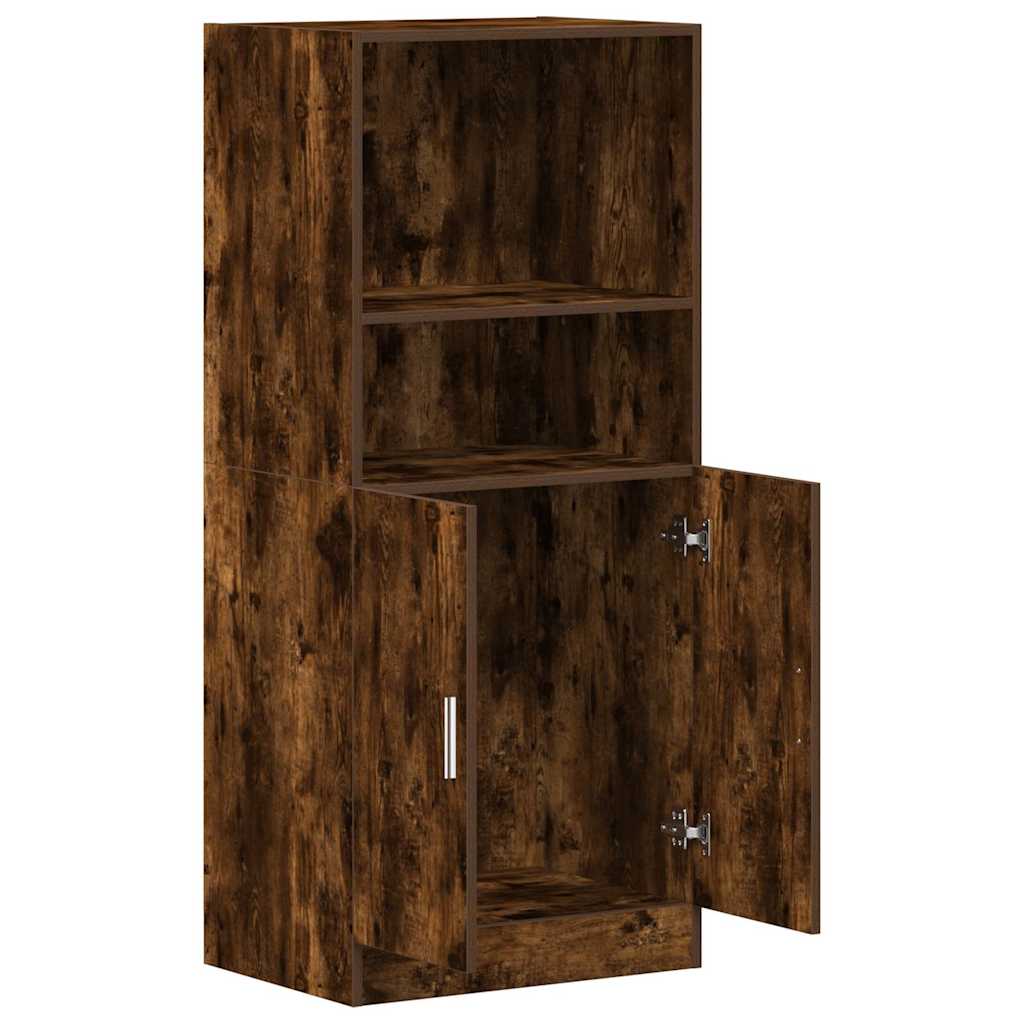 Keukenkast 57x41,5x131,5 cm bewerkt hout gerookt eikenkleurig