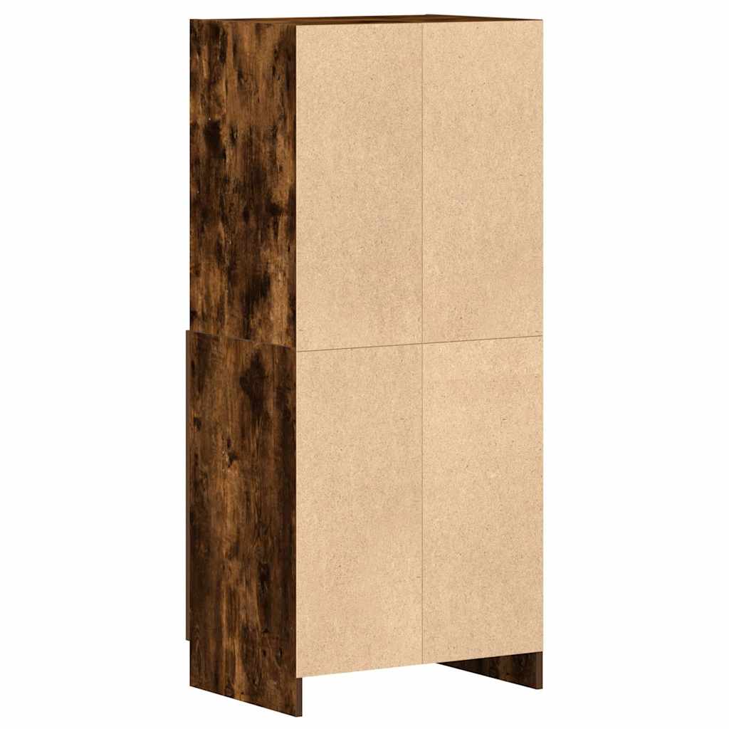 Keukenkast 57x41,5x131,5 cm bewerkt hout gerookt eikenkleurig