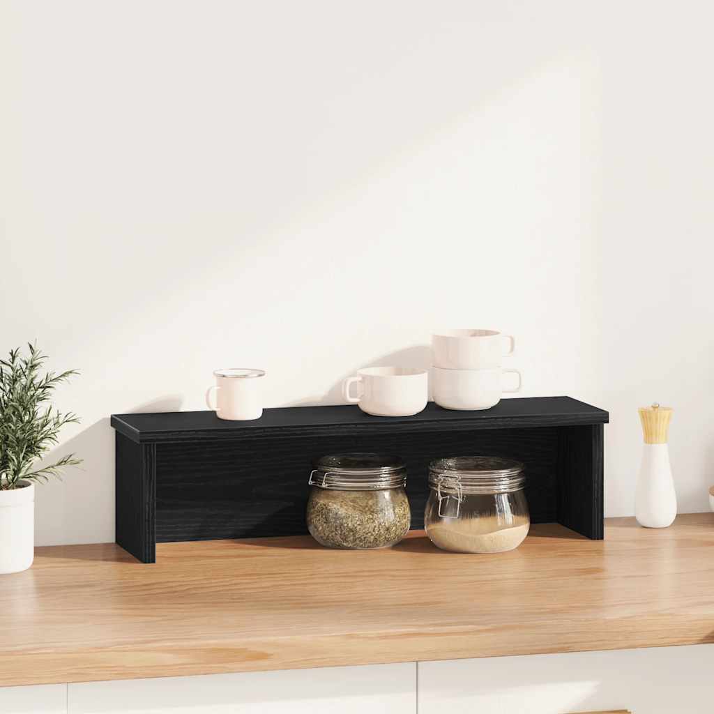 Keukenrek stapelbaar 50x15x16 cm bewerkt hout zwart