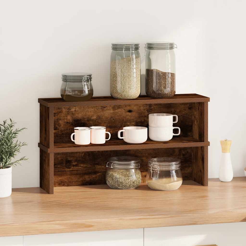 Keukenrekken stapelbaar 2 st 60x15x16 cm gerookt eikenkleurig