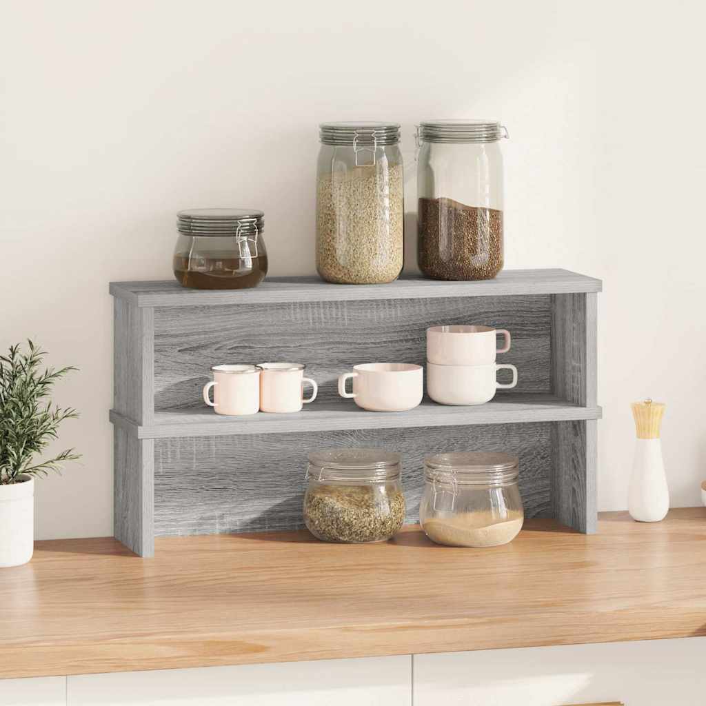 Keukenrekken stapelbaar 2 st 60x15x16 cm grijs sonoma eiken