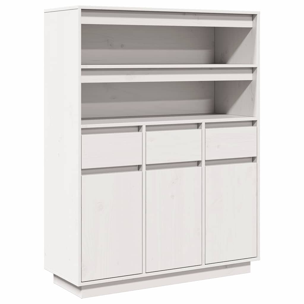 Hoge kast 89x34x116,5 cm massief grenenhout wit