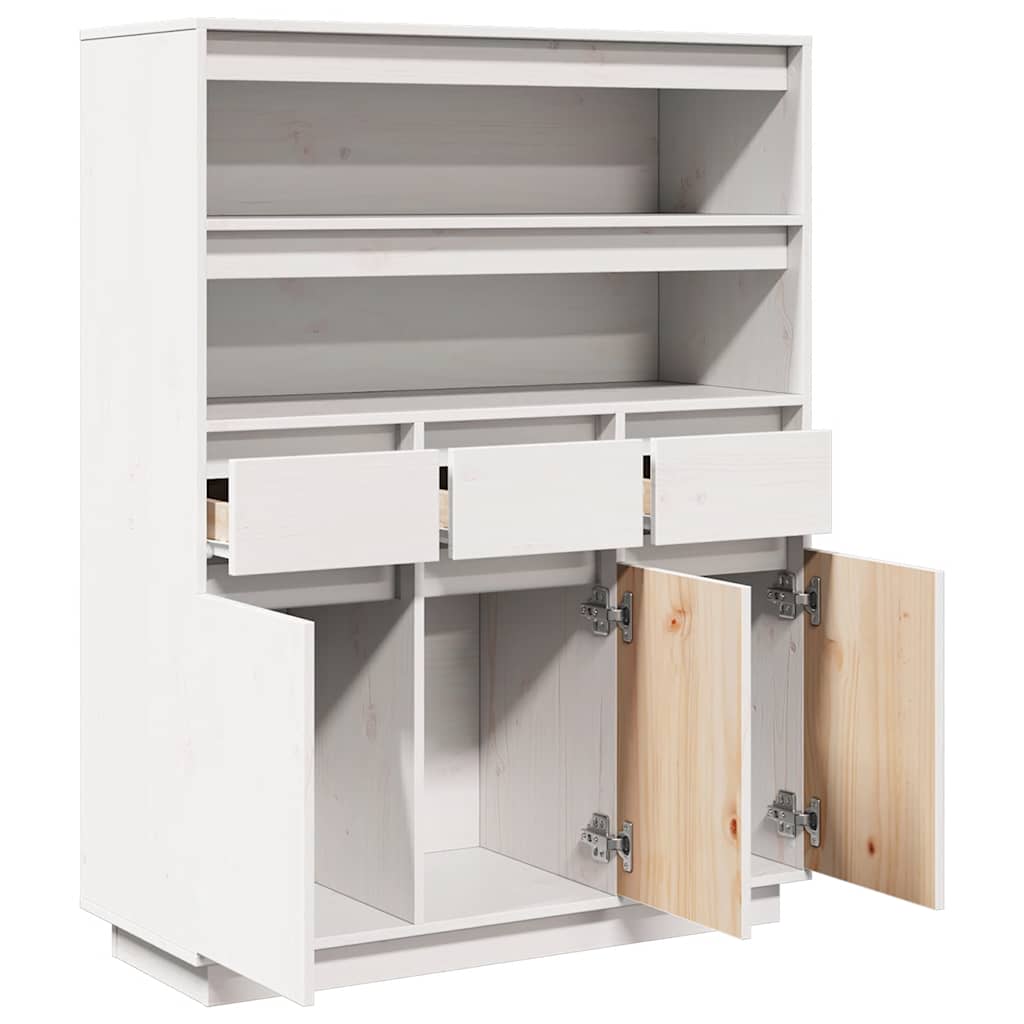 Hoge kast 89x34x116,5 cm massief grenenhout wit