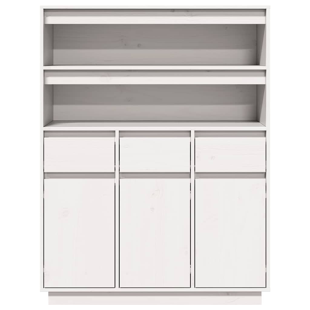 Hoge kast 89x34x116,5 cm massief grenenhout wit