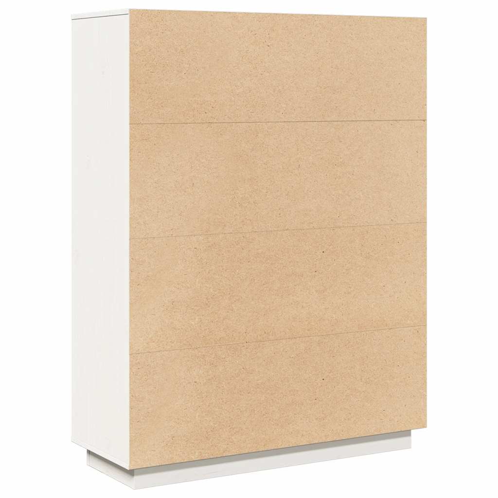 Hoge kast 89x34x116,5 cm massief grenenhout wit