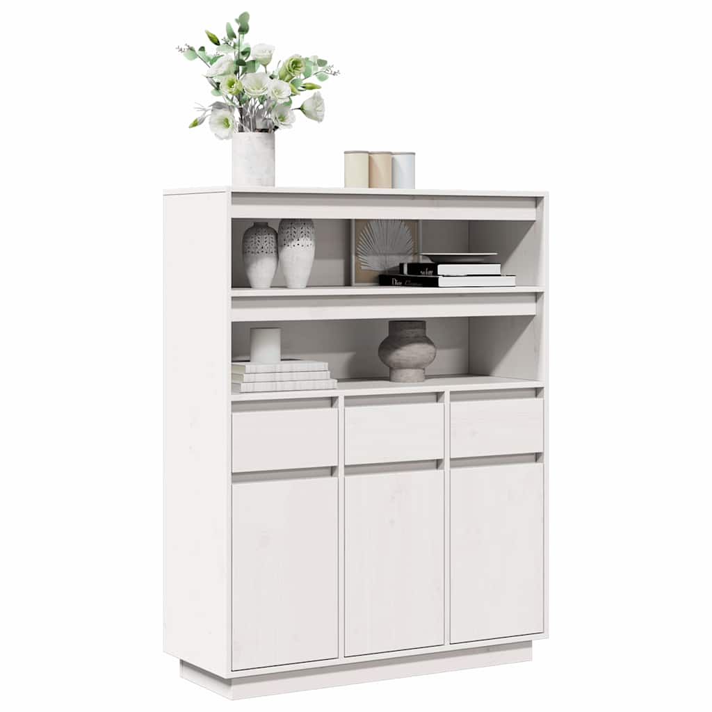 Hoge kast 89x34x116,5 cm massief grenenhout wit
