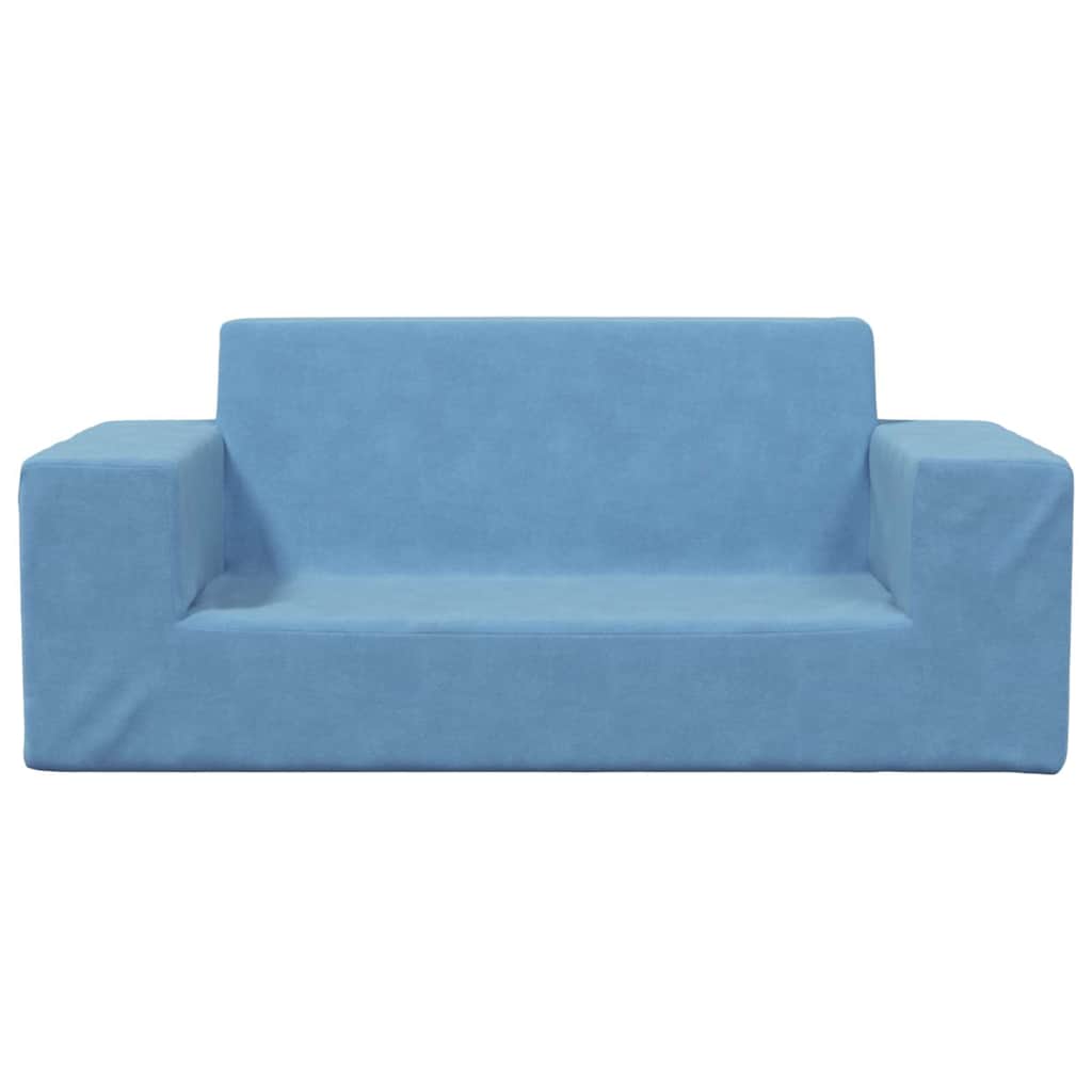 Kinderbank 2-zits zacht pluche blauw
