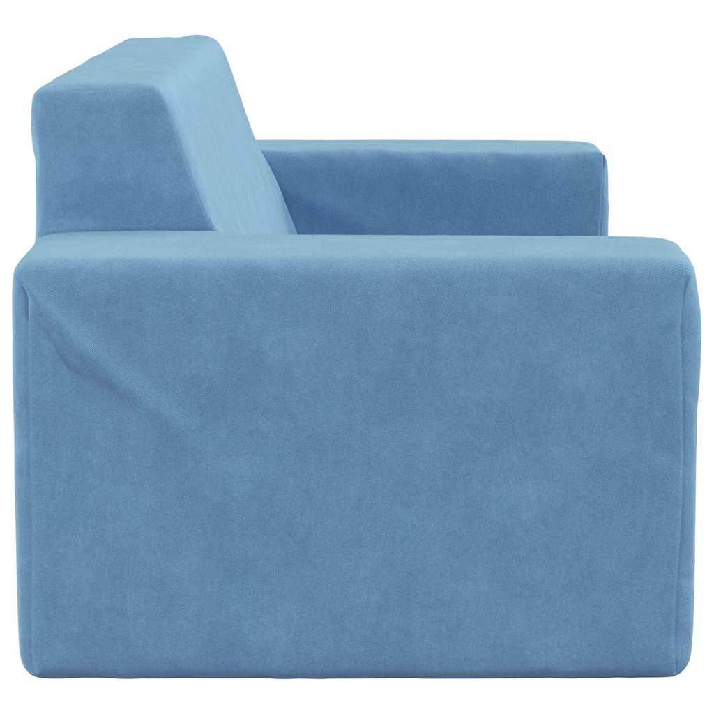 Kinderbank 2-zits zacht pluche blauw