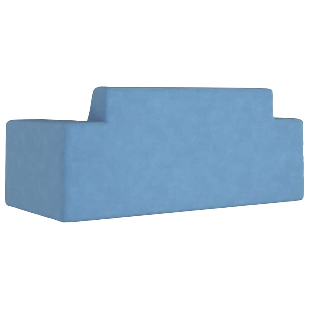 Kinderbank 2-zits zacht pluche blauw