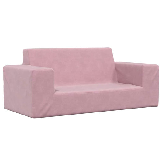 Kinderbank 2-zits zacht pluche roze
