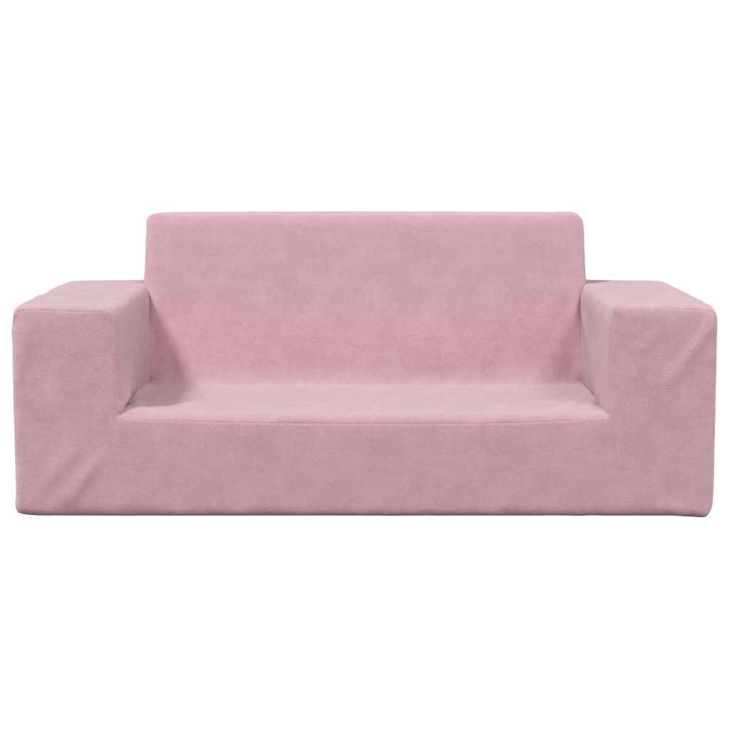 Kinderbank 2-zits zacht pluche roze