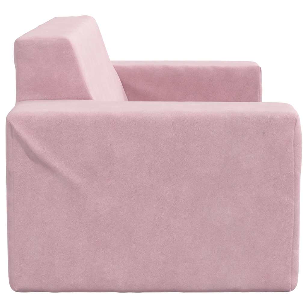 Kinderbank 2-zits zacht pluche roze