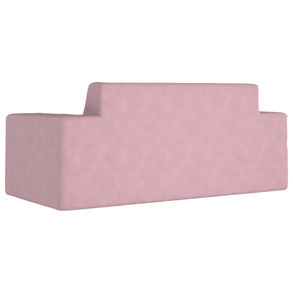 Kinderbank 2-zits zacht pluche roze