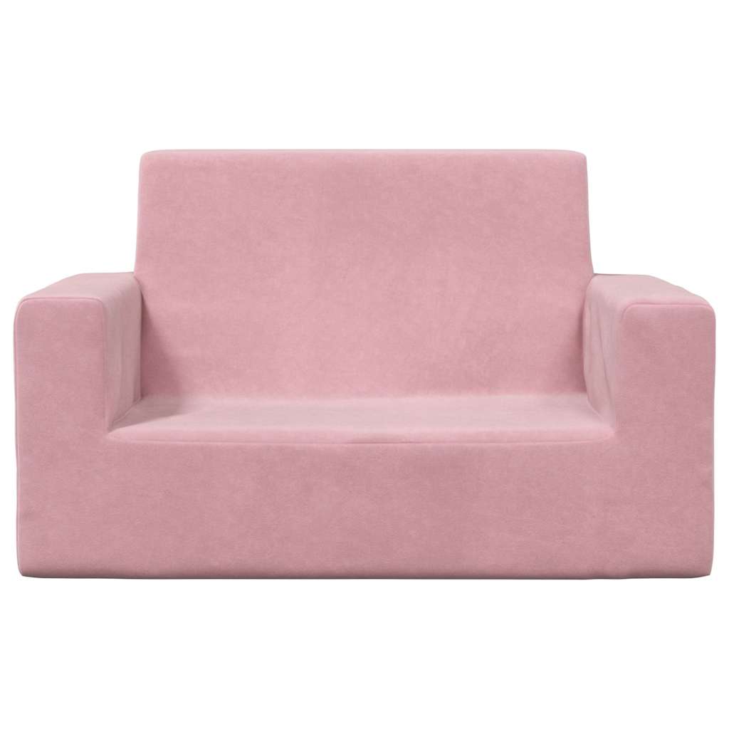 Kinderbank 2-zits zacht pluche roze