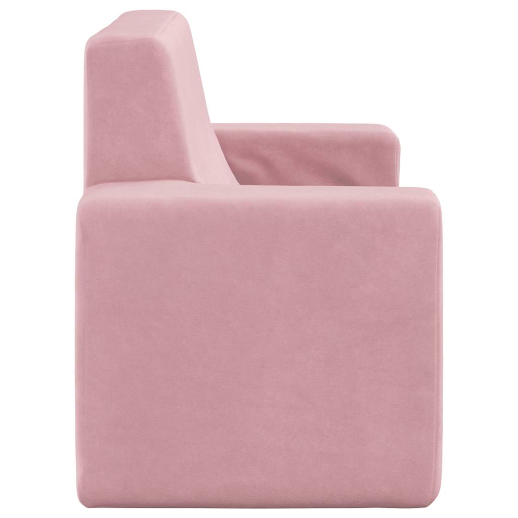 Kinderbank 2-zits zacht pluche roze
