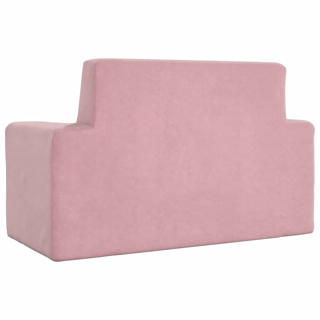 Kinderbank 2-zits zacht pluche roze