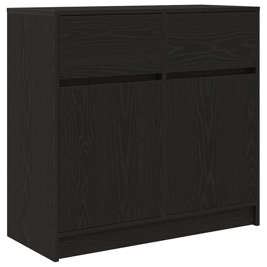 Dressoir met lade 80x34x76 cm spaanplaat zwart eikenkleurig
