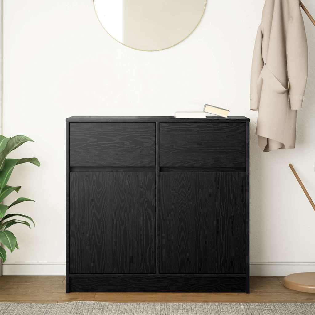 Dressoir met lade 80x34x76 cm spaanplaat zwart eikenkleurig