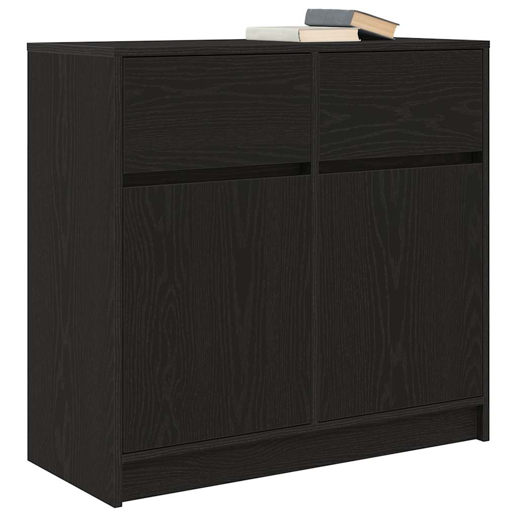 Dressoir met lade 80x34x76 cm spaanplaat zwart eikenkleurig