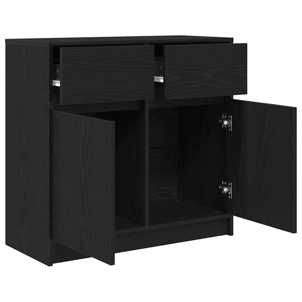 Dressoir met lade 80x34x76 cm spaanplaat zwart eikenkleurig