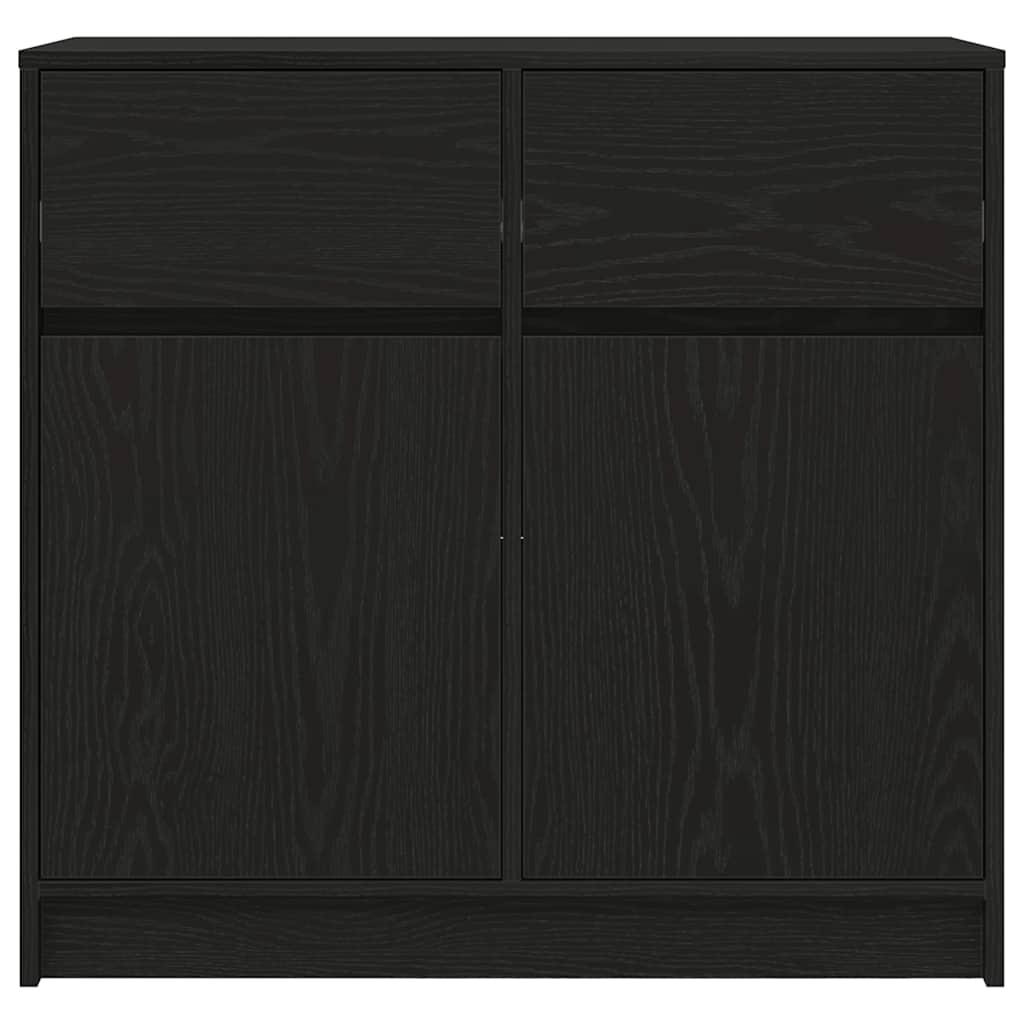 Dressoir met lade 80x34x76 cm spaanplaat zwart eikenkleurig