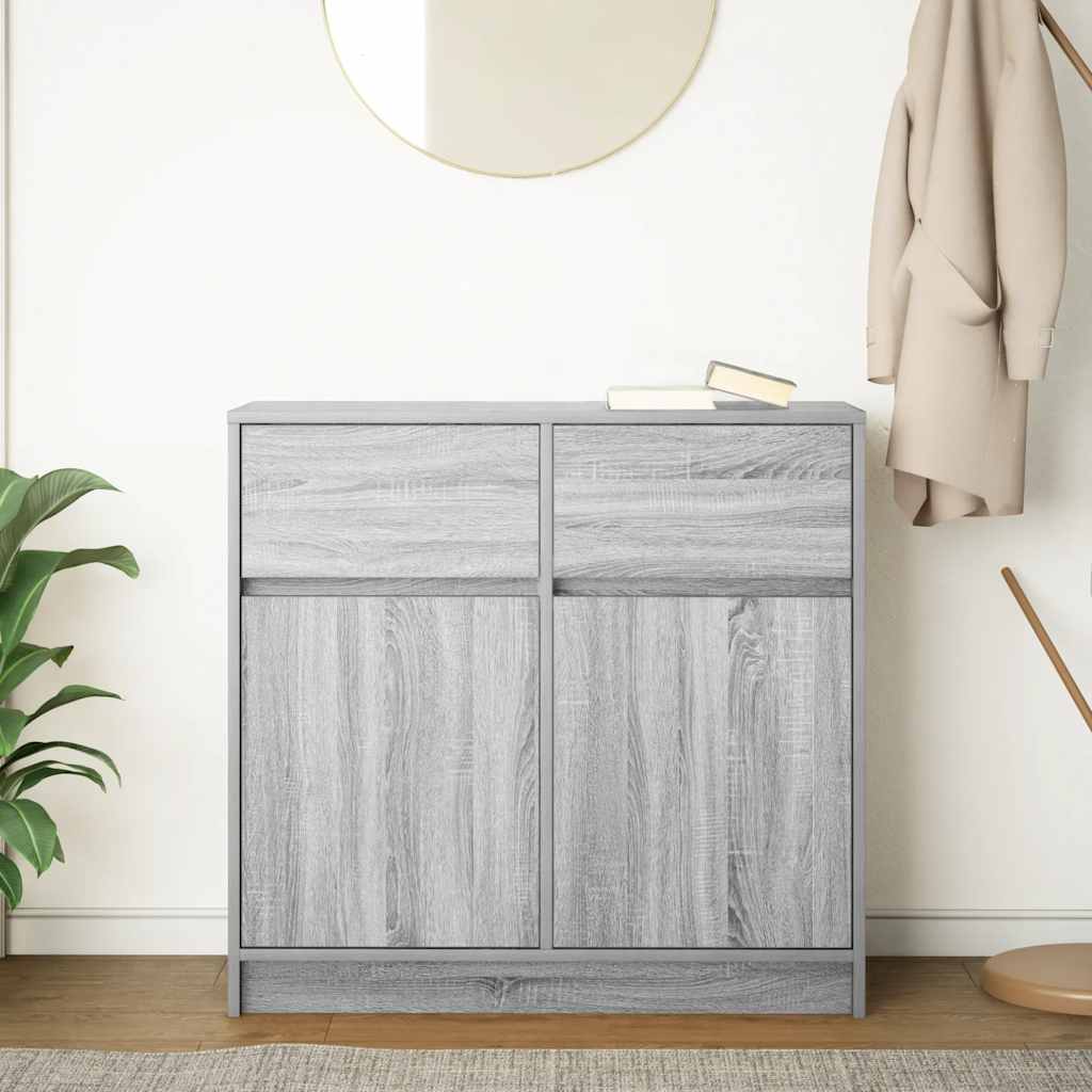 Dressoir met lade 80x34x76 cm spaanplaat grijs sonoma