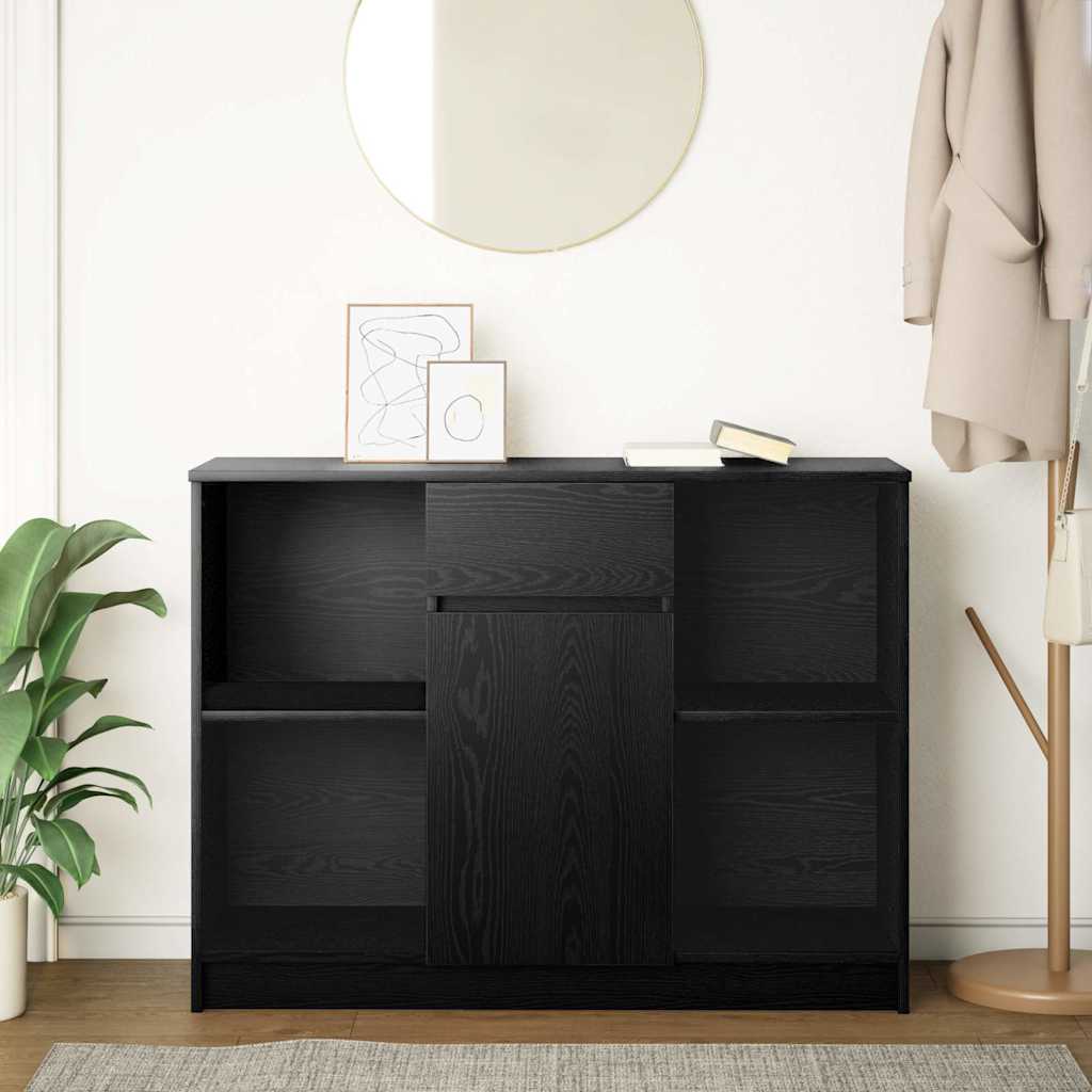 Dressoir met lade 101x35x76 cm spaanplaat zwart eikenkleurig