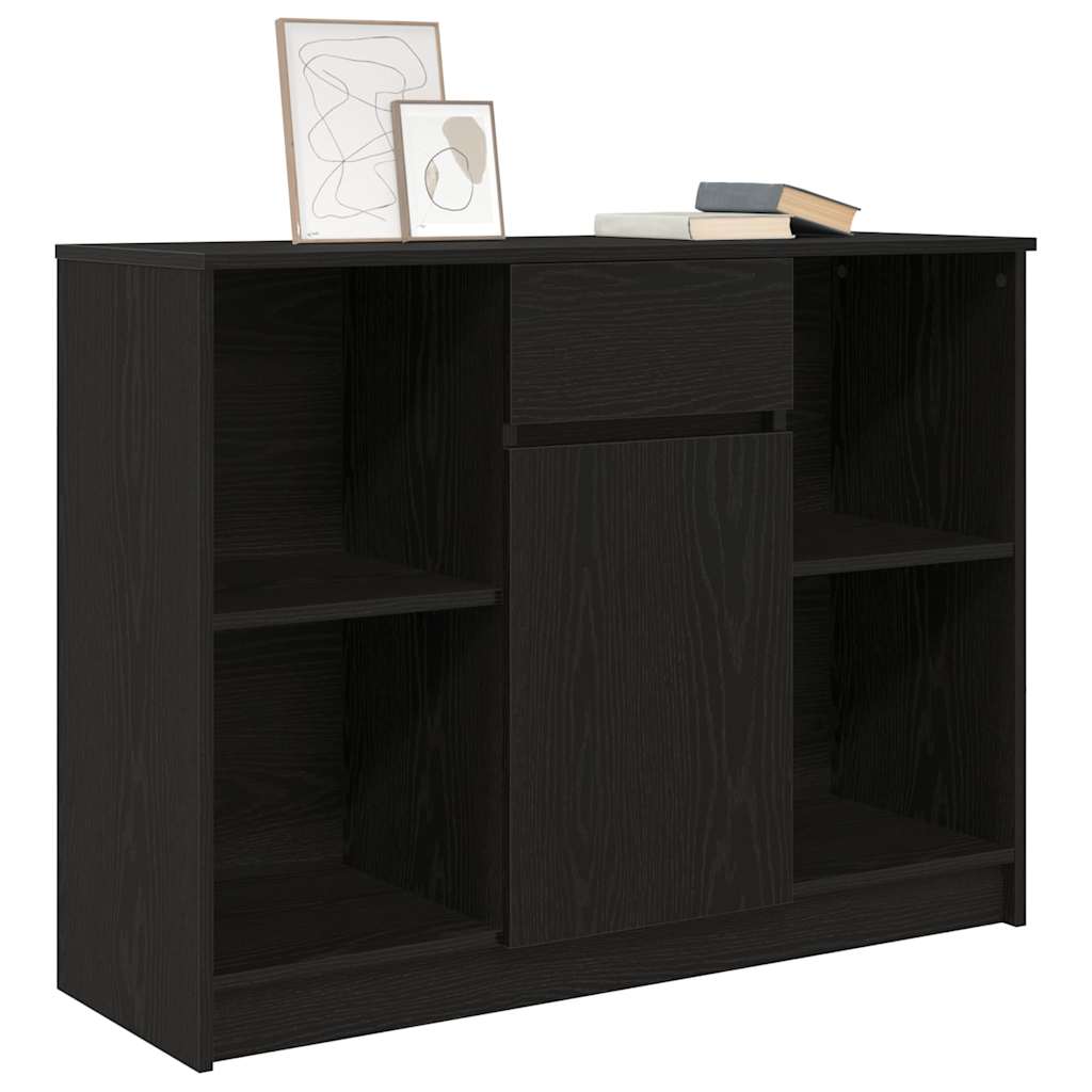 Dressoir met lade 101x35x76 cm spaanplaat zwart eikenkleurig
