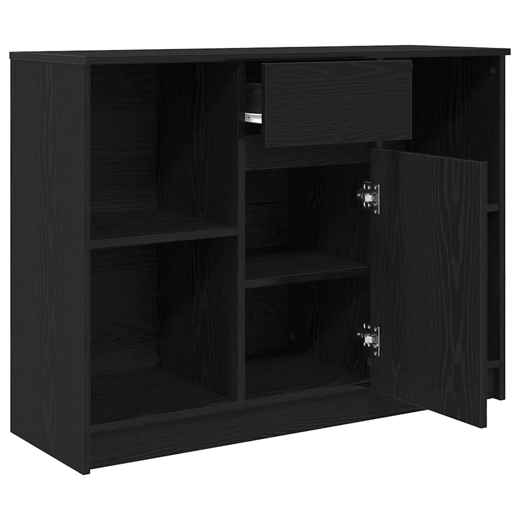 Dressoir met lade 101x35x76 cm spaanplaat zwart eikenkleurig