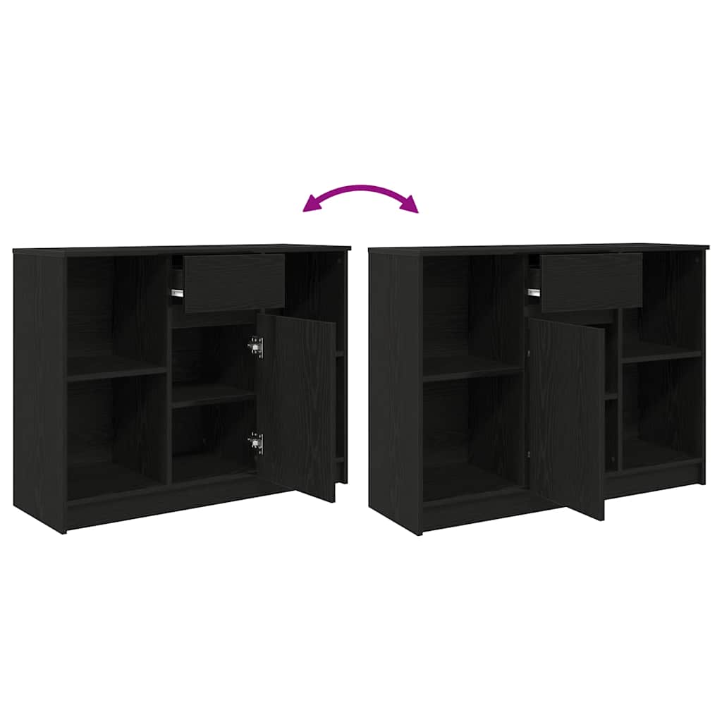 Dressoir met lade 101x35x76 cm spaanplaat zwart eikenkleurig