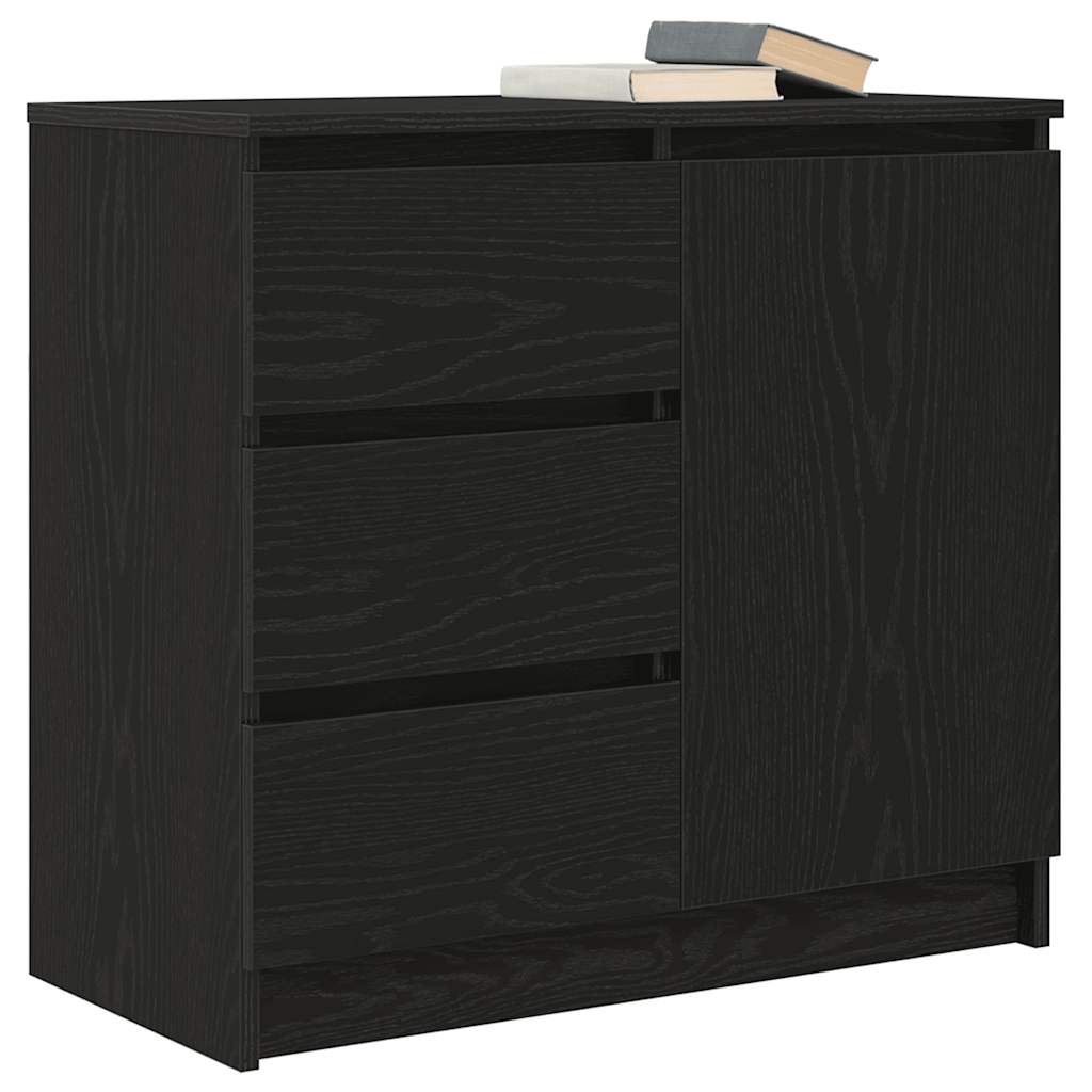 Dressoir met lade 71x35x65 cm spaanplaat zwart eikenkleurig