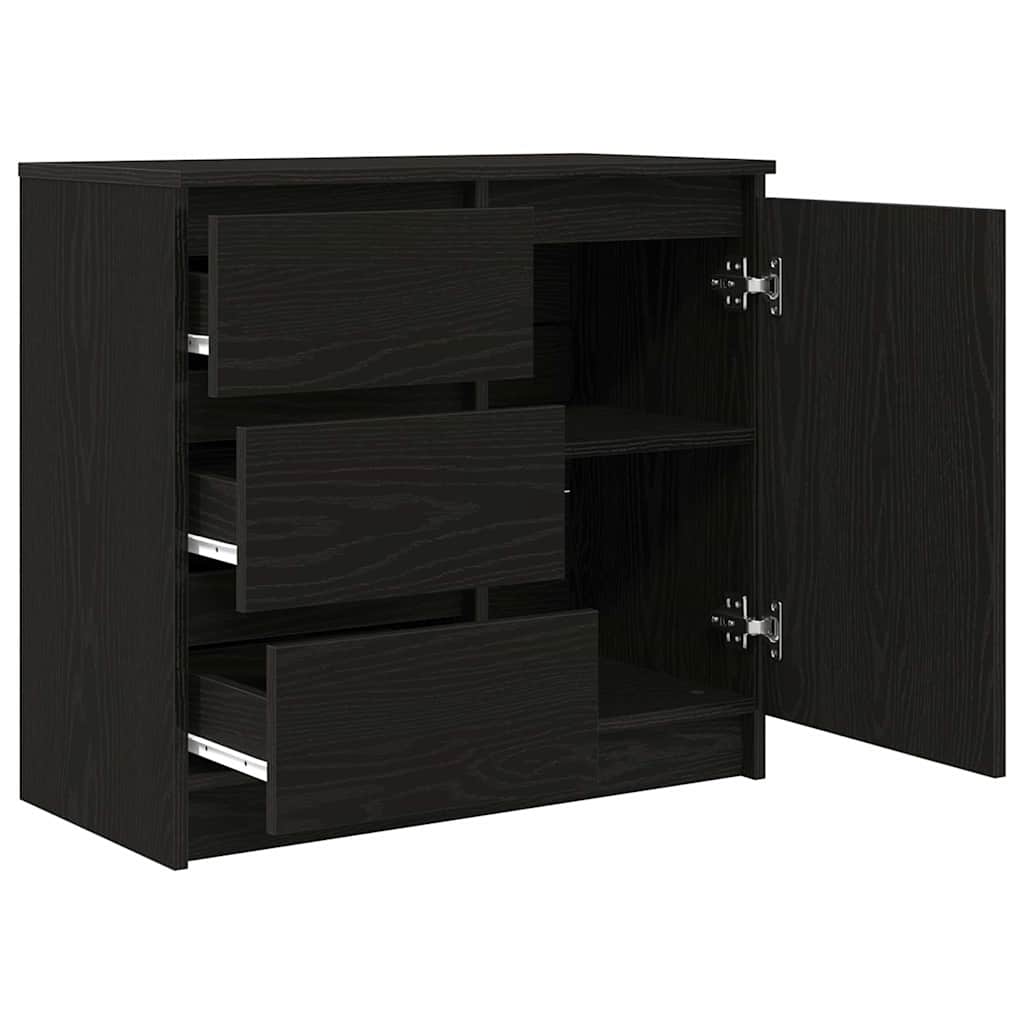 Dressoir met lade 71x35x65 cm spaanplaat zwart eikenkleurig