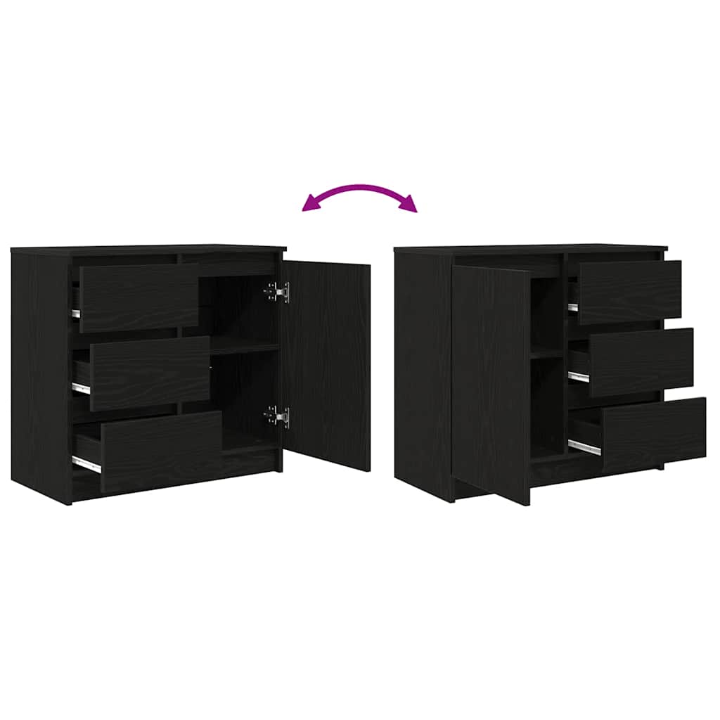 Dressoir met lade 71x35x65 cm spaanplaat zwart eikenkleurig