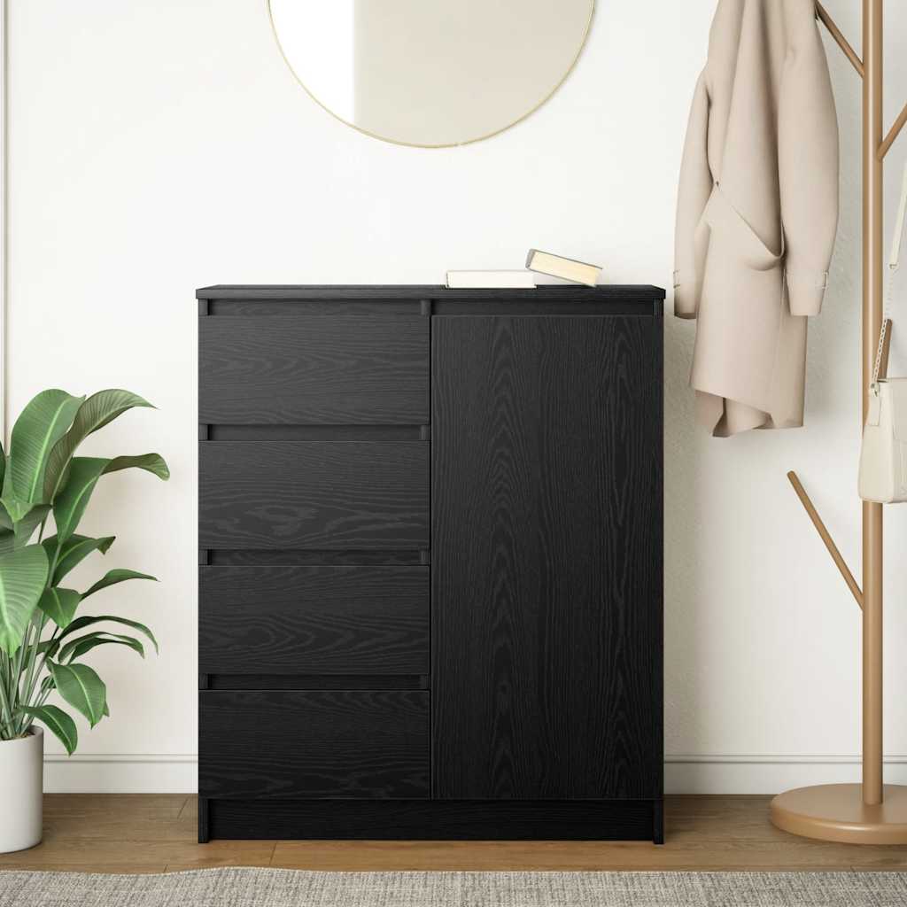 Dressoir met lades 71x35x84 cm spaanplaat zwart eikenkleurig