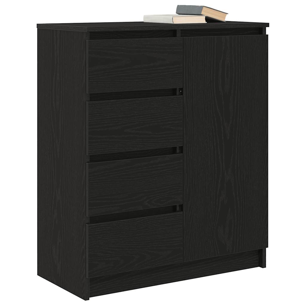 Dressoir met lades 71x35x84 cm spaanplaat zwart eikenkleurig