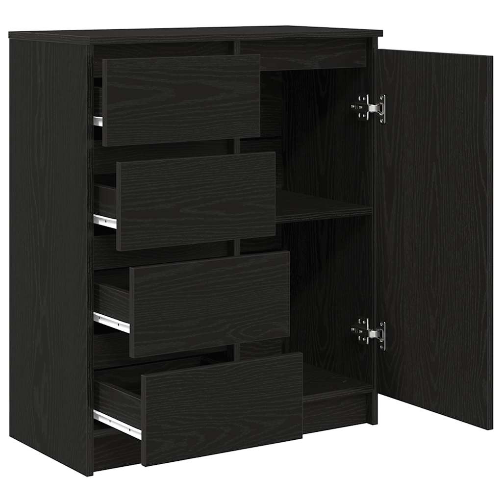Dressoir met lades 71x35x84 cm spaanplaat zwart eikenkleurig