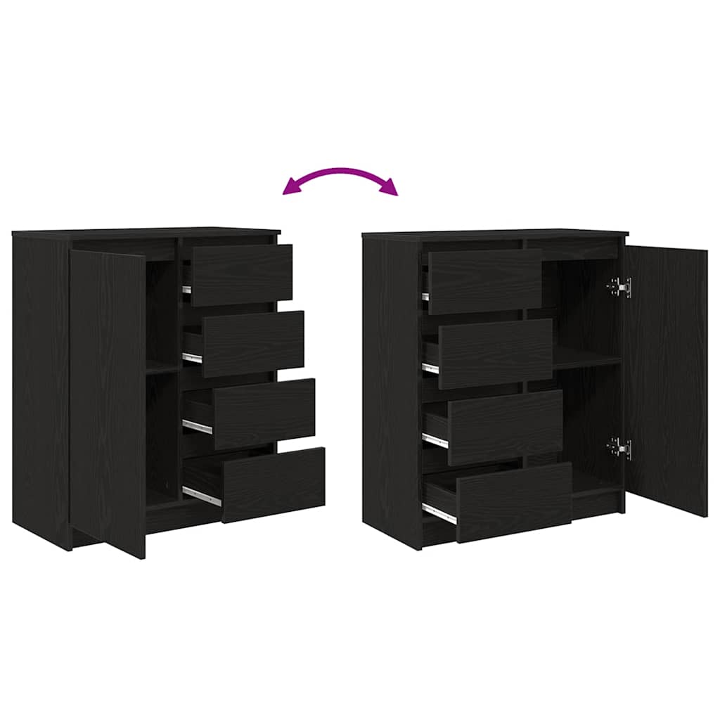 Dressoir met lades 71x35x84 cm spaanplaat zwart eikenkleurig