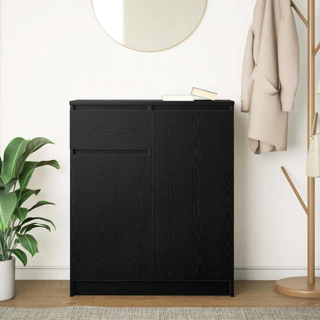 Dressoir met lade 71x35x84 cm spaanplaat zwart eikenkleurig
