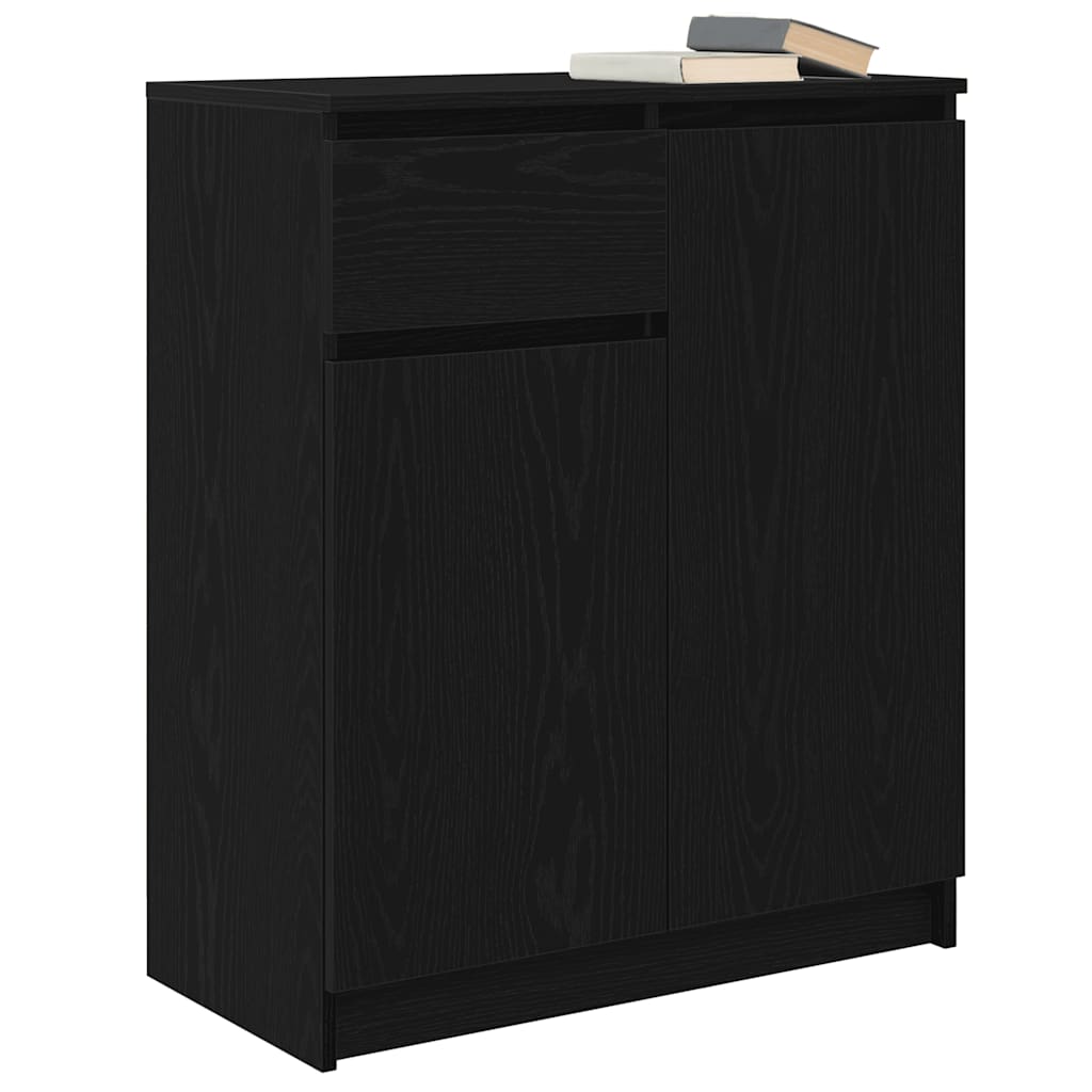 Dressoir met lade 71x35x84 cm spaanplaat zwart eikenkleurig