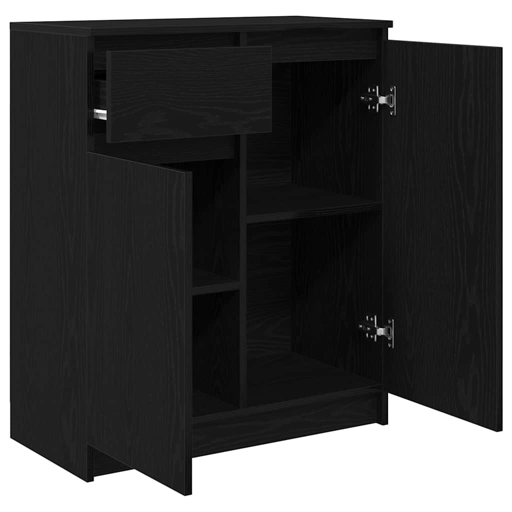 Dressoir met lade 71x35x84 cm spaanplaat zwart eikenkleurig