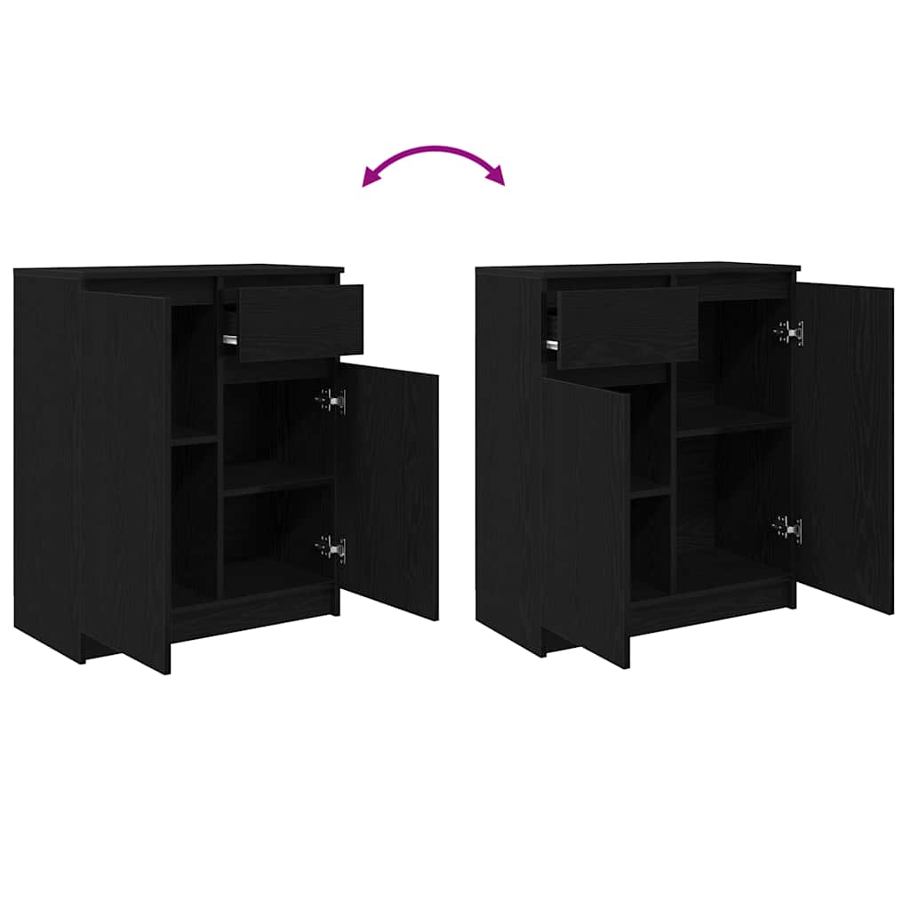 Dressoir met lade 71x35x84 cm spaanplaat zwart eikenkleurig